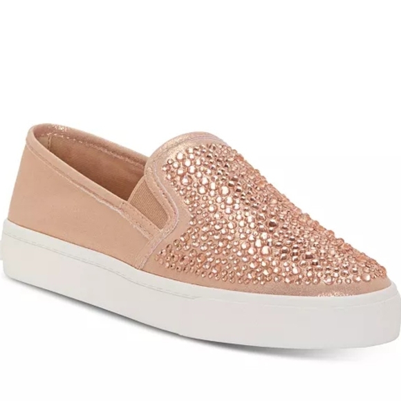SOLD  Women's Slip-On Sneakers with Rose Gold Rhinestones - Picture 5 of 5